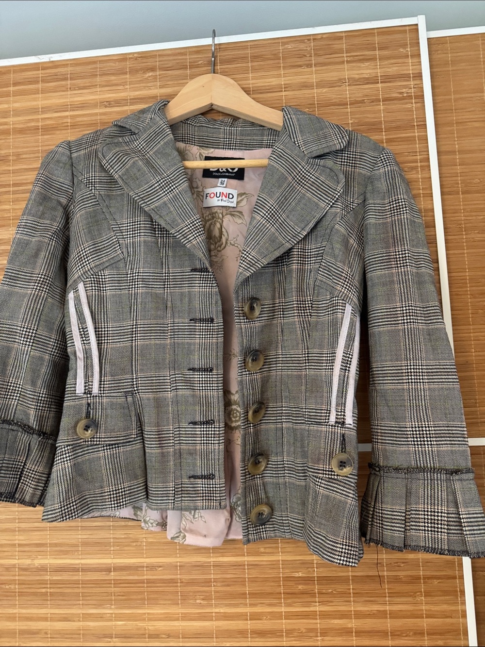 Dolce & Gabbana Plaid Tailored Women's Blazer Jacket in Gray size 4/6